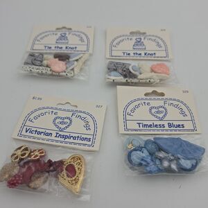 Favorite Findings Buttons Lot of 4 Tie the Knot Victorian Timeless Blues New